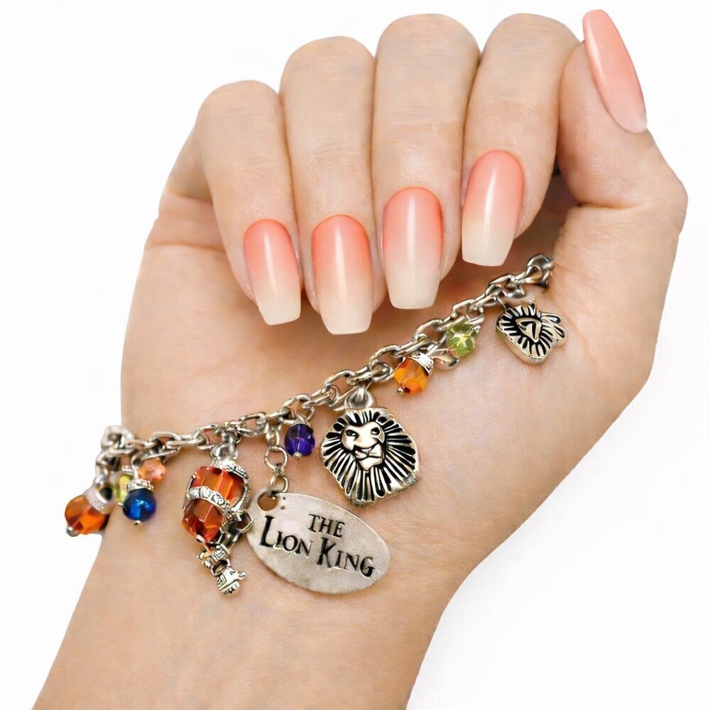 🎯 LAST DROP 🦁 DISNEY The Lion King Charm Bracelet Silver Tone Colorful Stones